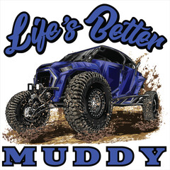 Blue truck off-road isolated on a black background for t-shirt design, print, and business purposes. © wendy