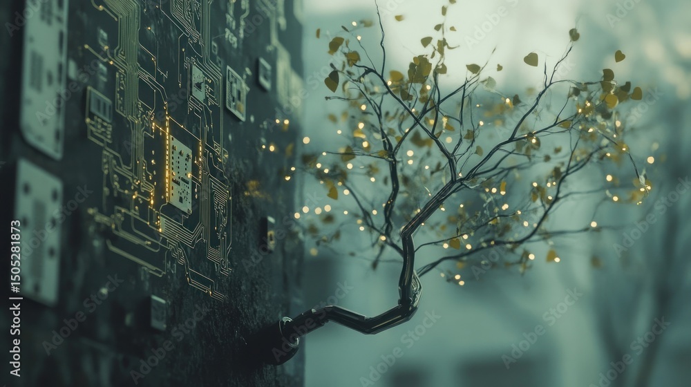 Poster tech tree grows on circuit board