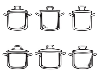 clean stockpot line art artwork for modern culinary illustrations