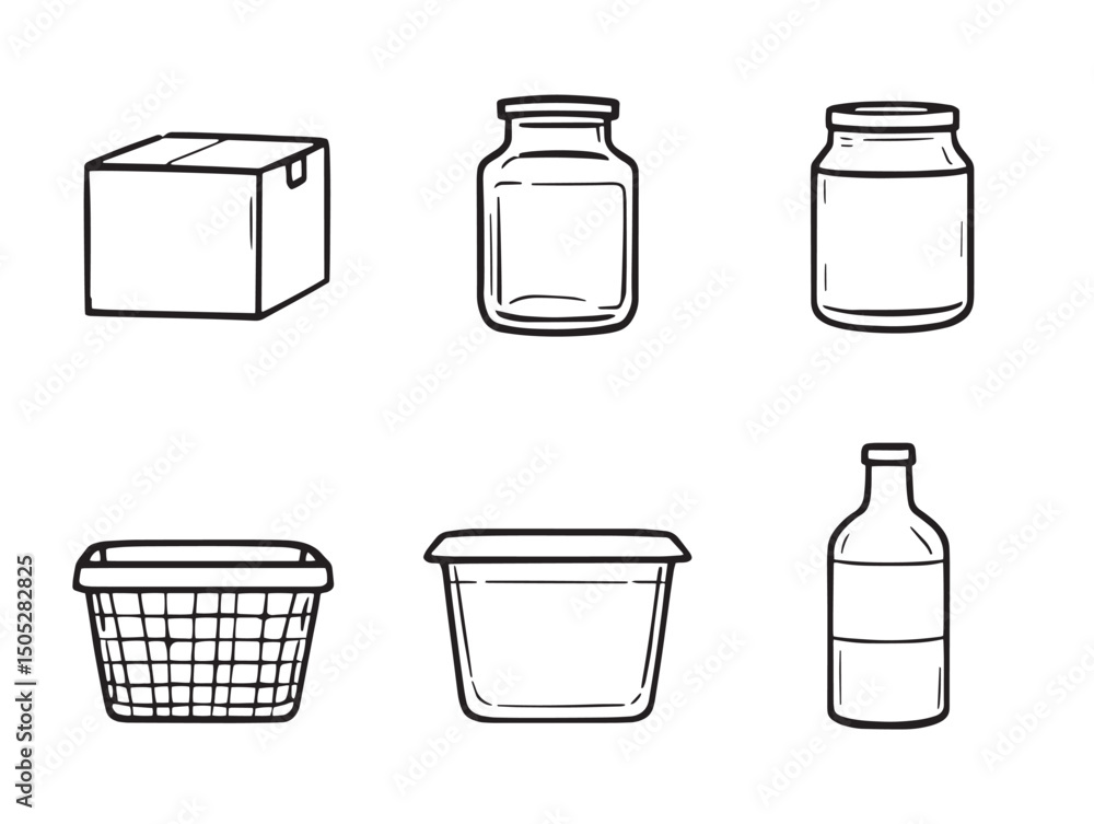 Poster clean storage container line art style for efficient packaging design