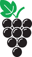 Black Grapes Silhouette Icon – Simple Fruit Illustration for Logos, Stickers, and Print