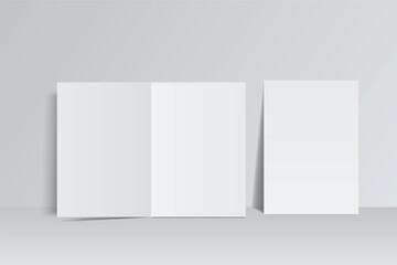 A4 Bifold Blank Mockup, Open Leaflet template .Blank paper cover for  pamphlet, catalog, flyer, notecards, note paper, greeting card, wedding invitation, gift card, postcard, flier, brochure or letter