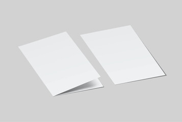 A4 Bifold Blank Mockup, Open Leaflet template .Blank paper cover for  pamphlet, catalog, flyer, notecards, note paper, greeting card, wedding invitation, gift card, postcard, flier, brochure or letter