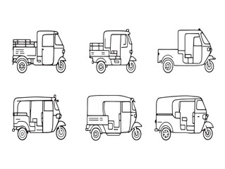Clean tuk tuk line art image for digital designs
