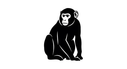Majestic Black and White Monkey Illustration A Primate Silhouette