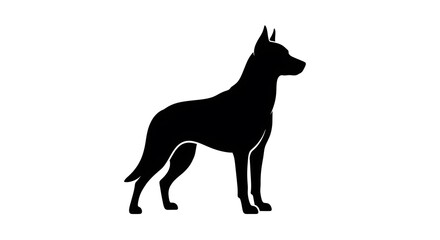 Majestic Silhouette of a Shepherd Dog A Black and White Canine Illustration
