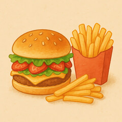 burger and fries