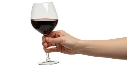 Isolated Hand Holding a Glass of Red Wine