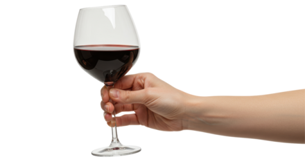 Isolated Hand Holding a Glass of Red Wine