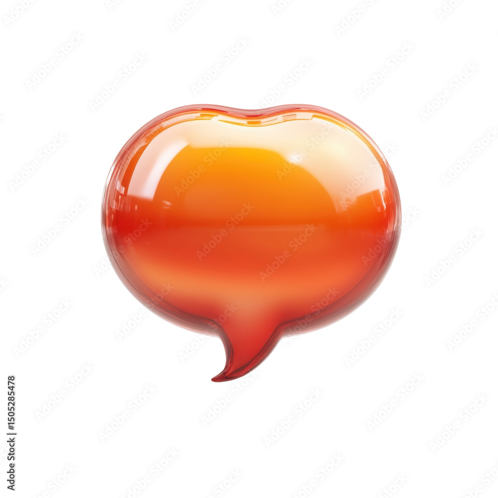 Aufkleber a vibrant glossy orange speech bubble conveys a message of joyful on transparent background