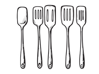 Elegant spatula line art vector for food related designs