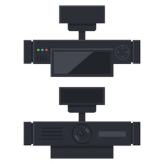 Dash cameras vector cartoon set isolated on a white background.