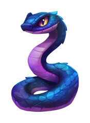 PNG Colorful blue and purple cartoon snake with bright eyes