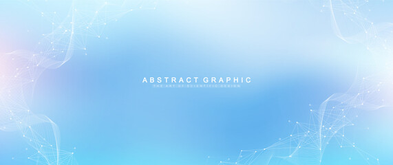 Abstract tech network connection dots. Digital technology and big data analysis background. White background with plexus lines. Geometric background with abstract mesh