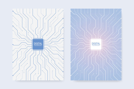 Abstract digital technology cover template design for a report and brochure, flyer, leaflets, poster, header, banner, website, presentation. Vector illustration