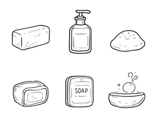 hand drawn soap line art style for modern use