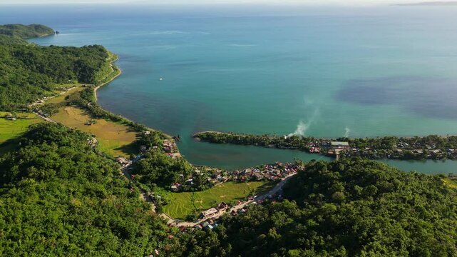 Aerial View Of Blue Sea And Bato Municipality In Catanduanes, Philippines.