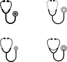 Stethoscope Icons for Medical and Healthcare Applications, stethoscope vector icon set