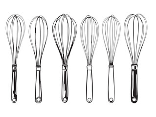 hand drawn whisk line art for chef themed graphics