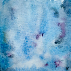 Beautiful Blue Watercolor Background. Watercolor pastel texture of smoke, fog, water, sky. Hand drawn illustration isolated on background. Party invitation, birthday celebration, for wall decoration