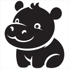 Fototapeta premium Baby Hippopotamus Sitting Silhouette
