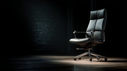 Executive leather office chair for boss or ceo in dark room business furniture ergonomic chair workplace