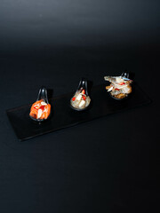 Korean Soy Sauce Marinated Seafood Platter: Salmon, Shrimp, and Crab