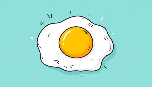 Fried Egg Breakfast Cartoon Food.