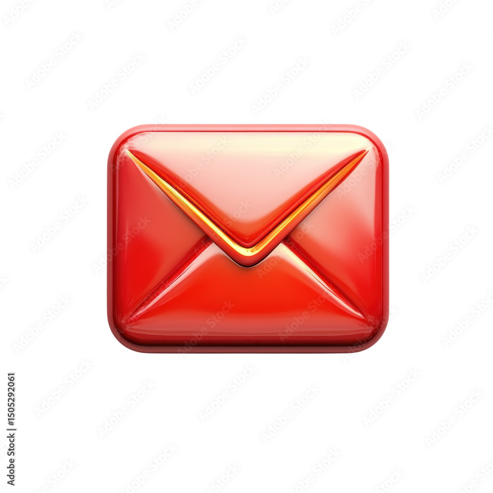 Poster a vibrant red email icon a digital message waiting to be opened a symbol on transparent background
