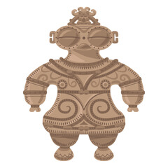 縄文時代の土偶のイラスト／Illustration of a clay figurine from the Jomon period