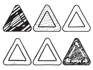 line art warning triangle icon for hazard alert symbols
