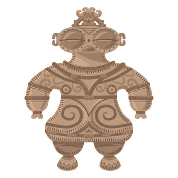縄文時代の土偶のイラスト／Illustration of a clay figurine from the Jomon period