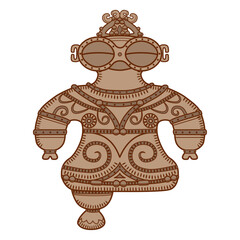 縄文時代の土偶のイラスト／Illustration of a clay figurine from the Jomon period