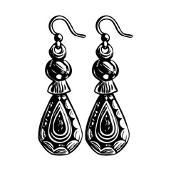 A vintage style illustration of dangle earrings