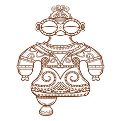 縄文時代の土偶のイラスト／ラインアート／Illustration of a clay figurine from the Jomon period