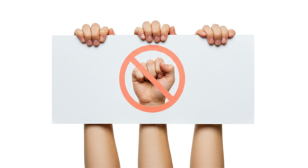 Isolated Hands Holding Sign with Fist Symbol