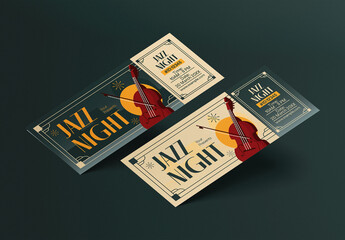 Green Vintage Aesthetic Jazz Night Ticket