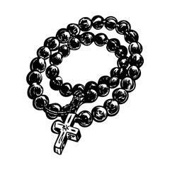 A vintage illustration showing cross necklace