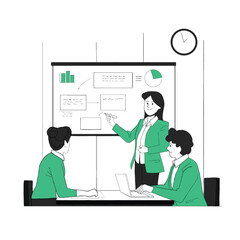 Team Working Together in Modern Office – Vector Illustration