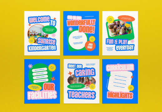 Blue White Doodle Scrapbooking Kindergarten Education Social Media