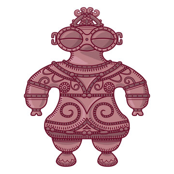 縄文時代の土偶のイラスト／Illustration of a clay figurine from the Jomon period