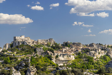 Fototapeta premium Medieval castle and village, Les Baux-de-Provence, Alpilles mountains, Provence, France