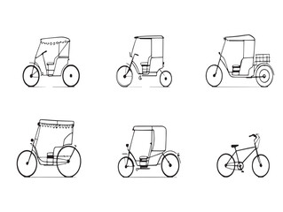 Minimalist rickshaw line art design perfect for stock vectors