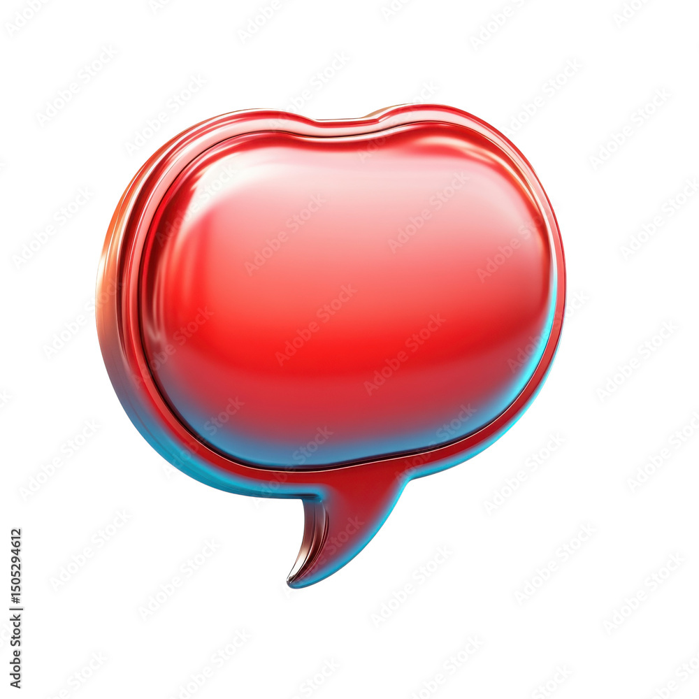 Poster a vibrant glossy red speech bubble shimmering with hope and connection on transparent background