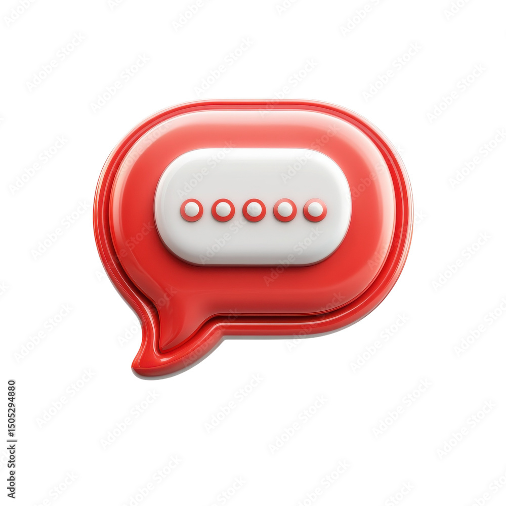 Poster a vibrant red message bubble hints at an incoming text with five pending on transparent background