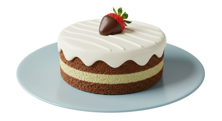 Isolated Small Cake with Strawberry