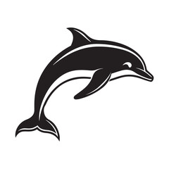 Jumping dolphin silhouette design on white background