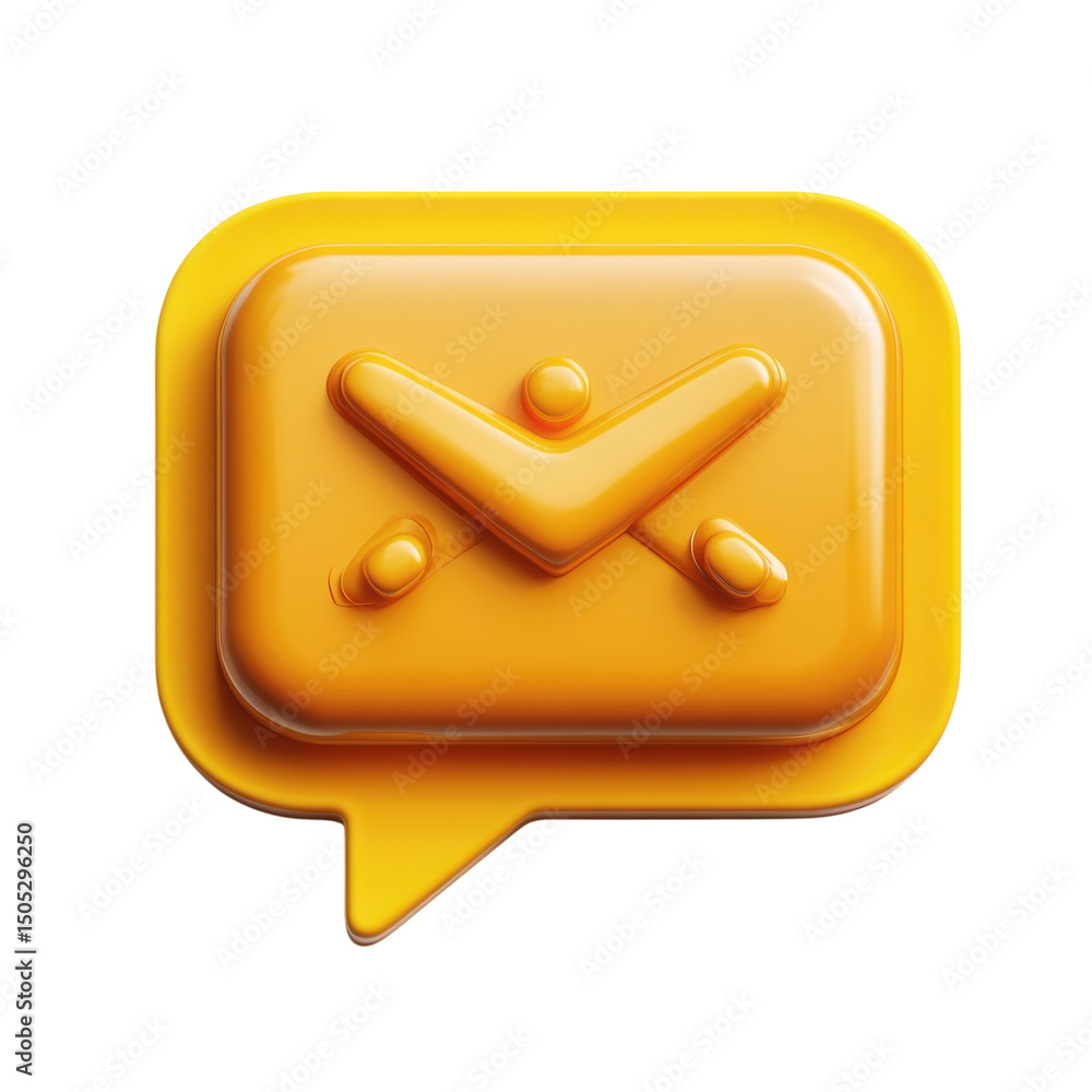 Poster a cheerful golden message icon promoting communication and connection in a on transparent background
