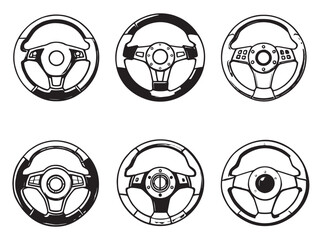 minimalist steering wheel line art for creative projects