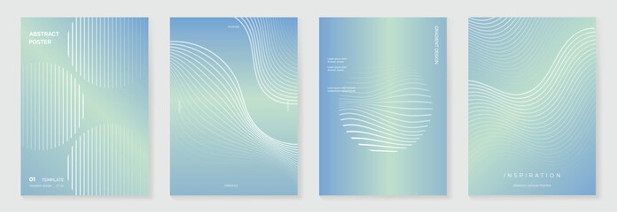 Modern gradient poster background vector set. Cover template with vibrant perspective geometric prism shapes. Ideal design for social media, cover, banner, flyer.